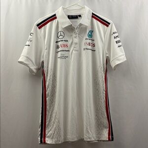 Mercedes AMG Petronas White Polo with Red and Black Accents